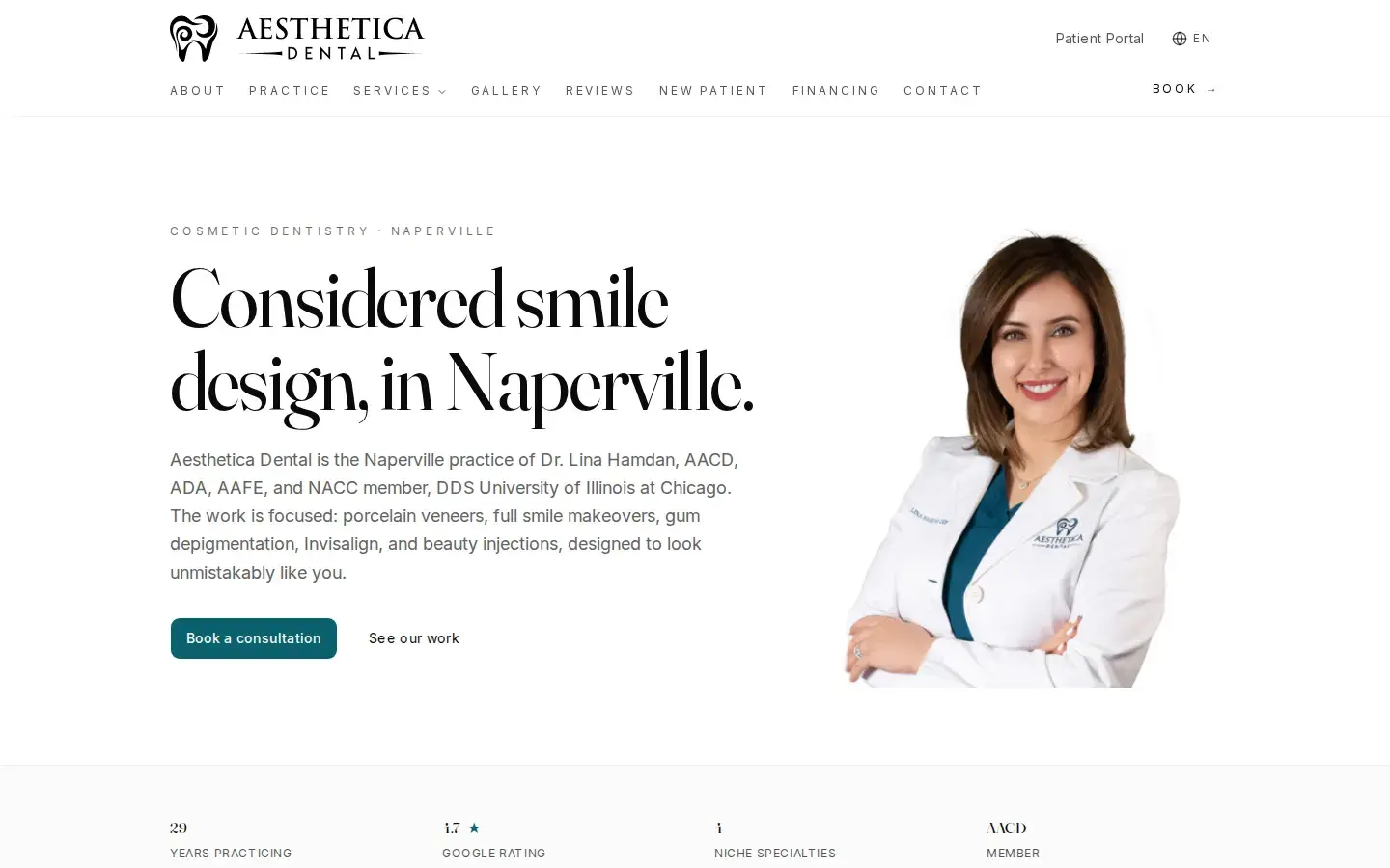 Homepage preview of Aesthetica Dental