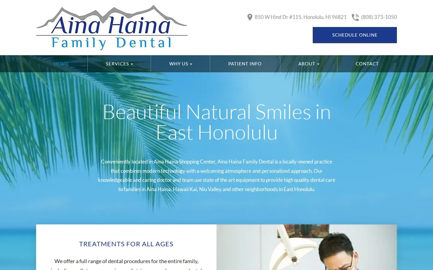 Homepage preview of Aina Haina Family Dental