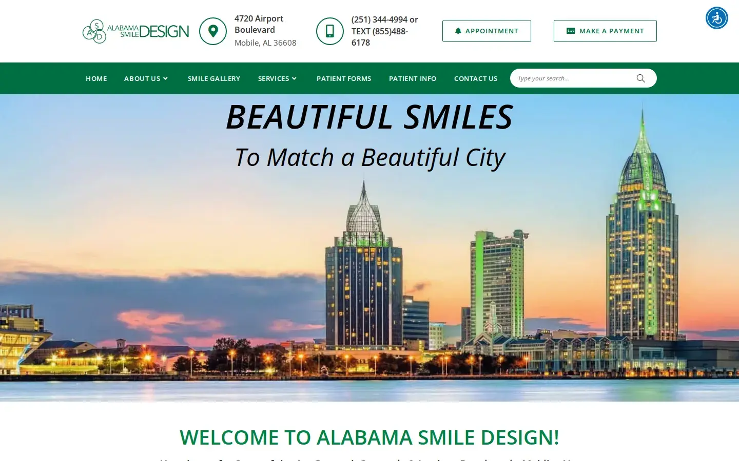 Homepage preview of Alabama Smile Design