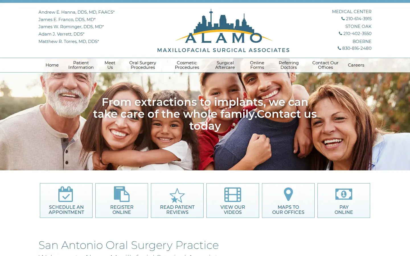 Homepage preview of Alamo Maxillofacial Surgical Associates, PA
