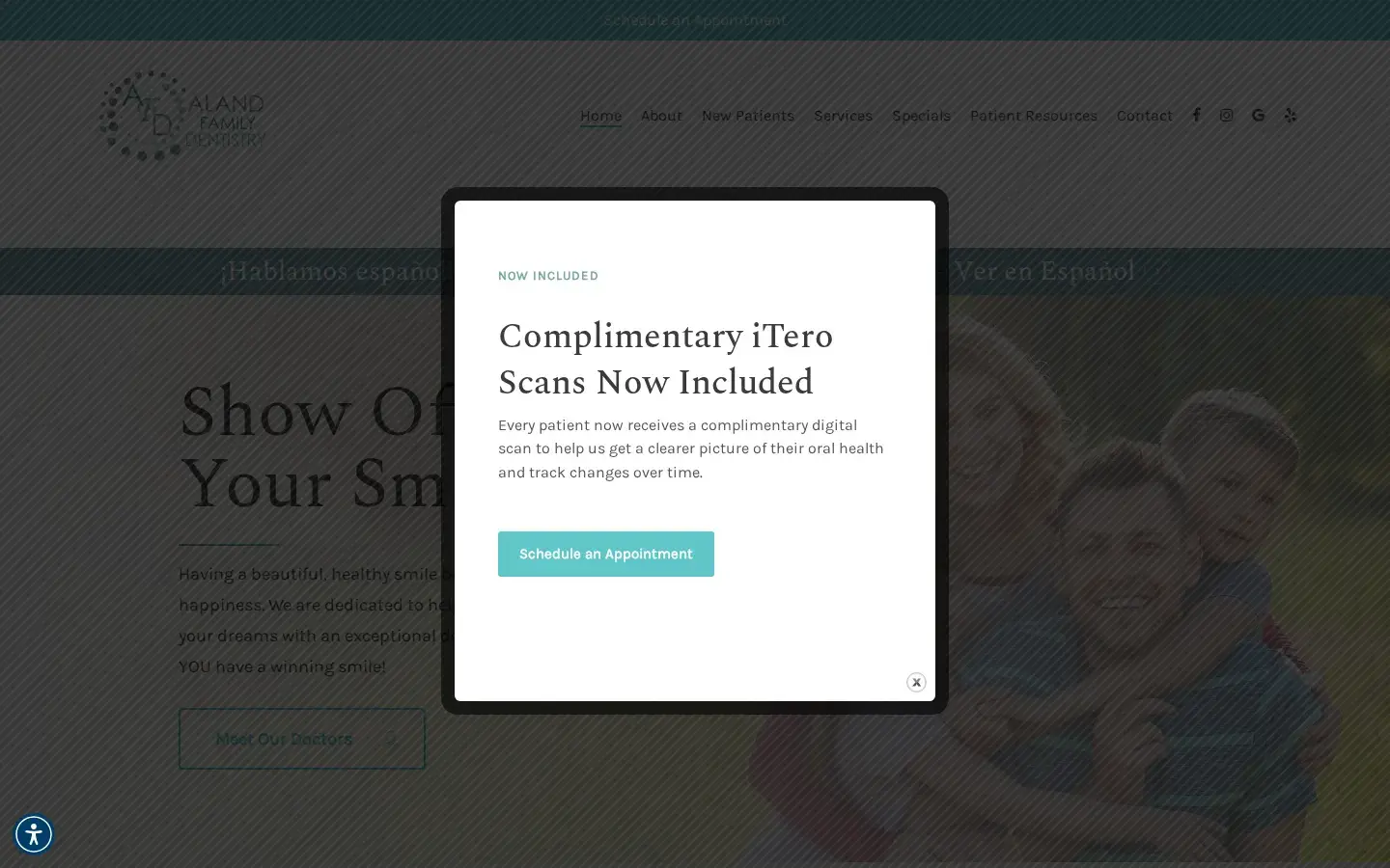 Homepage preview of Aland Family Dentistry