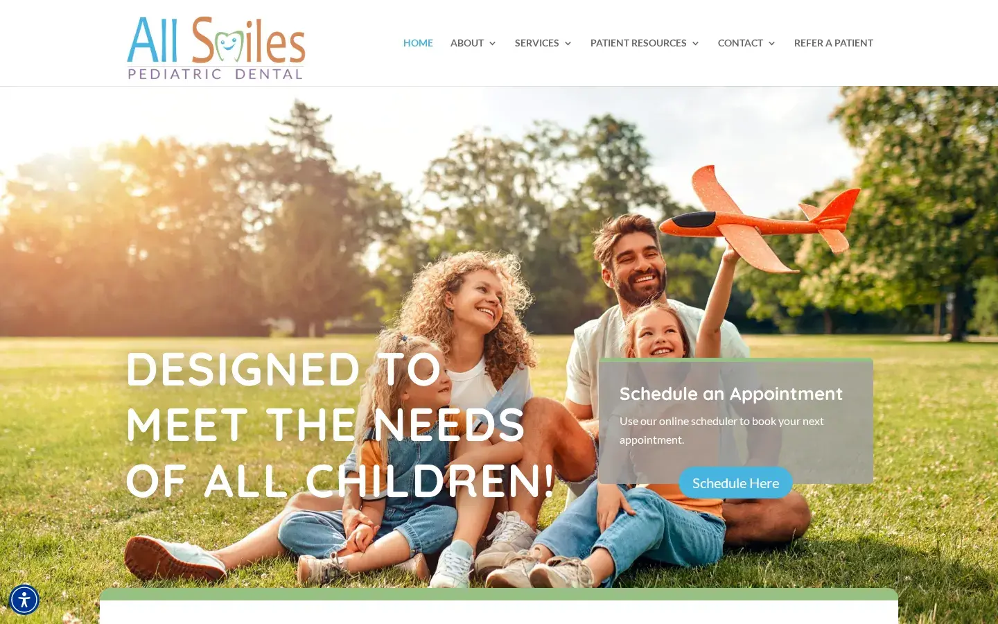 Homepage preview of All Smiles Pediatric Dental