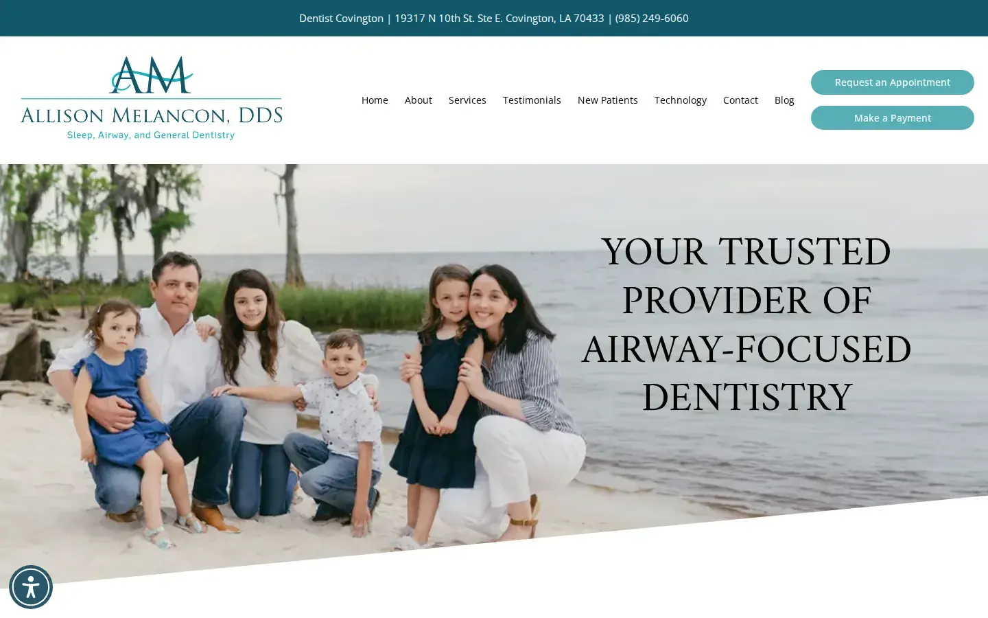 Homepage preview of Allison Melancon, DDS, LLC of Covington