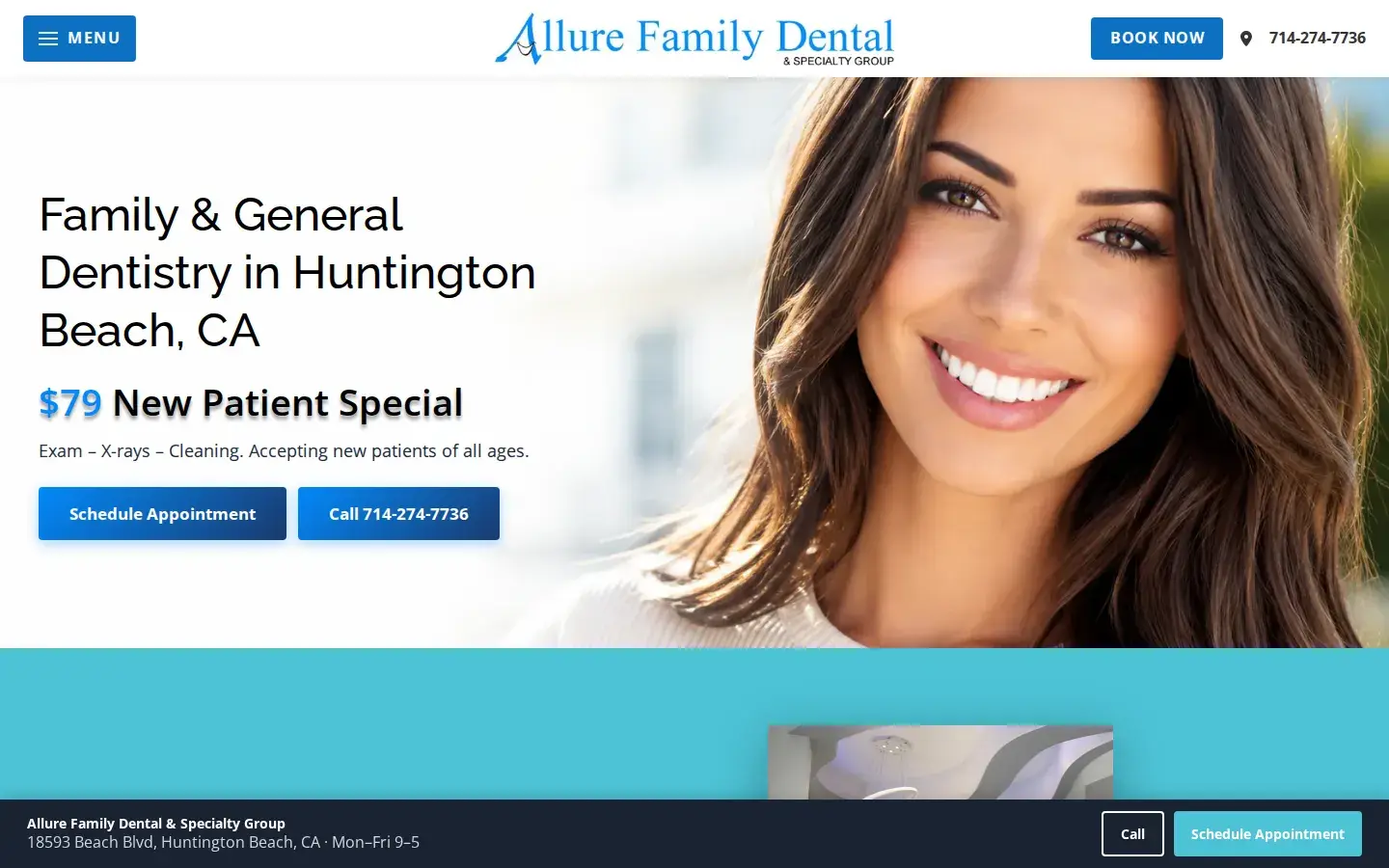 Homepage preview of Allure Family Dental & Specialty Group