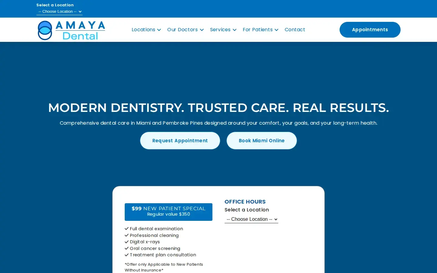 Homepage preview of Amaya Dental