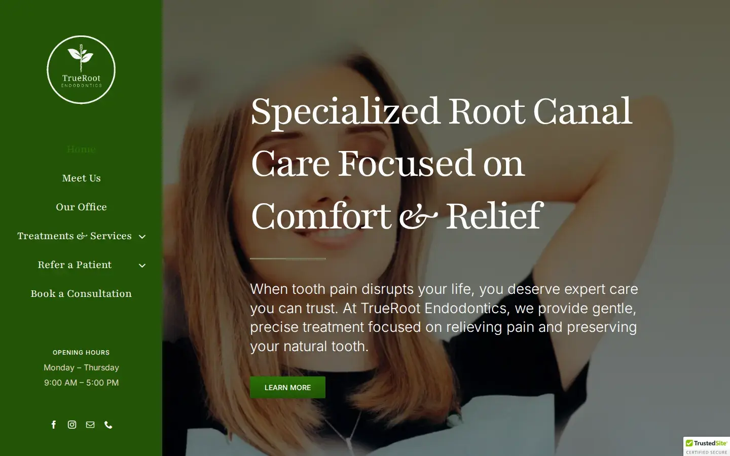 Homepage preview of Amber Endodontics