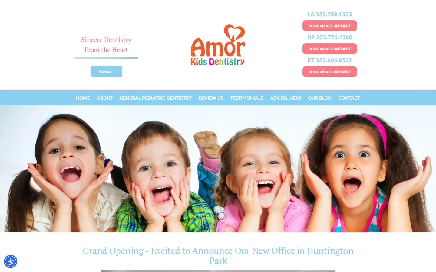 Homepage preview of Amor Kids Dentistry