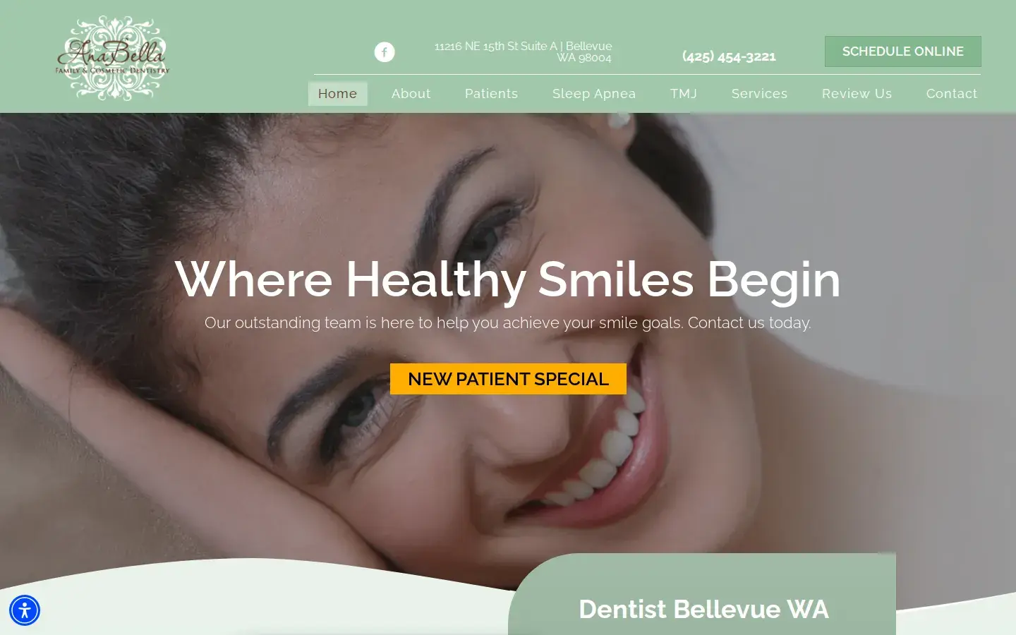 Homepage preview of AnaBella Family & Cosmetic Dentistry