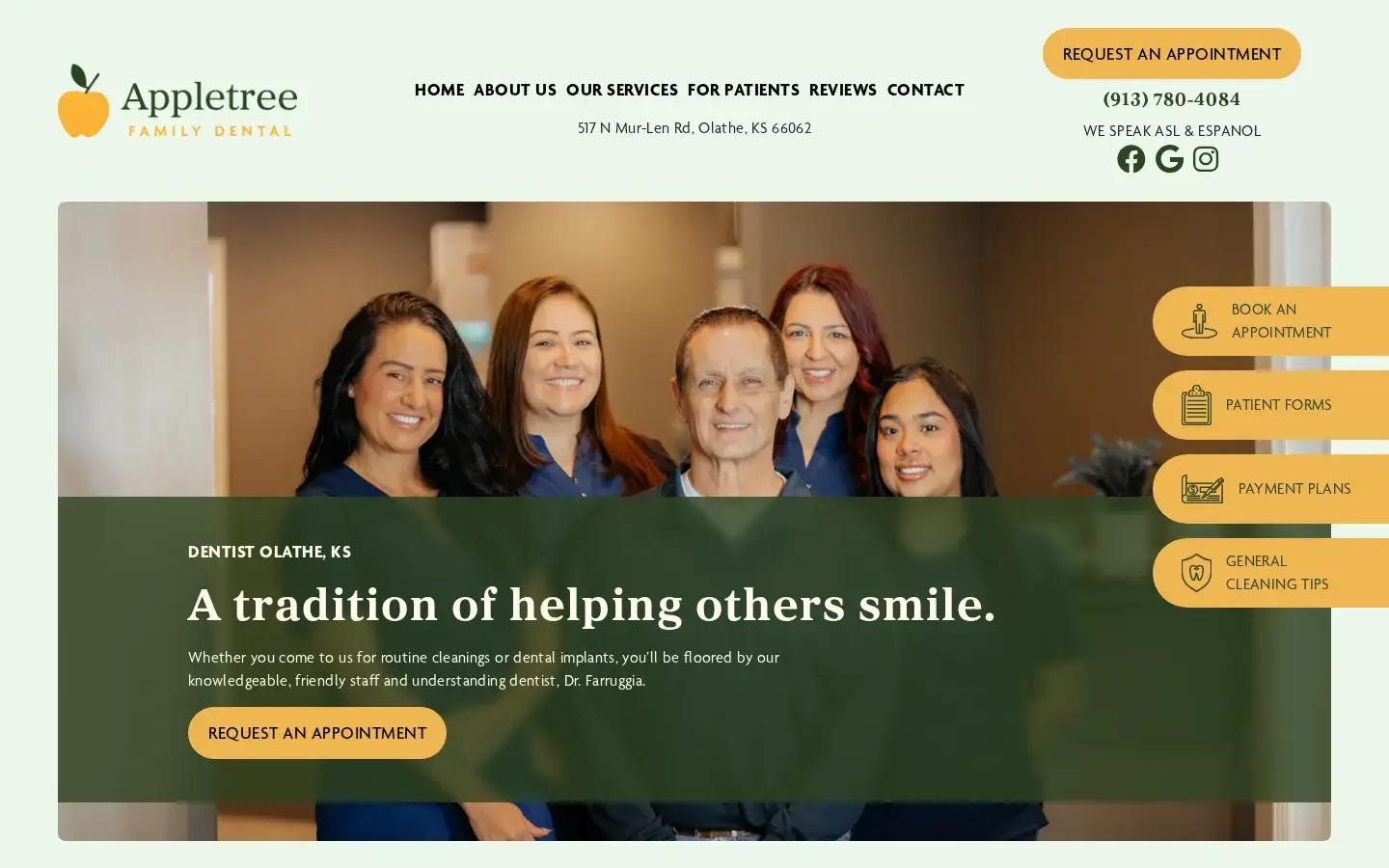 Homepage preview of Appletree Family Dental