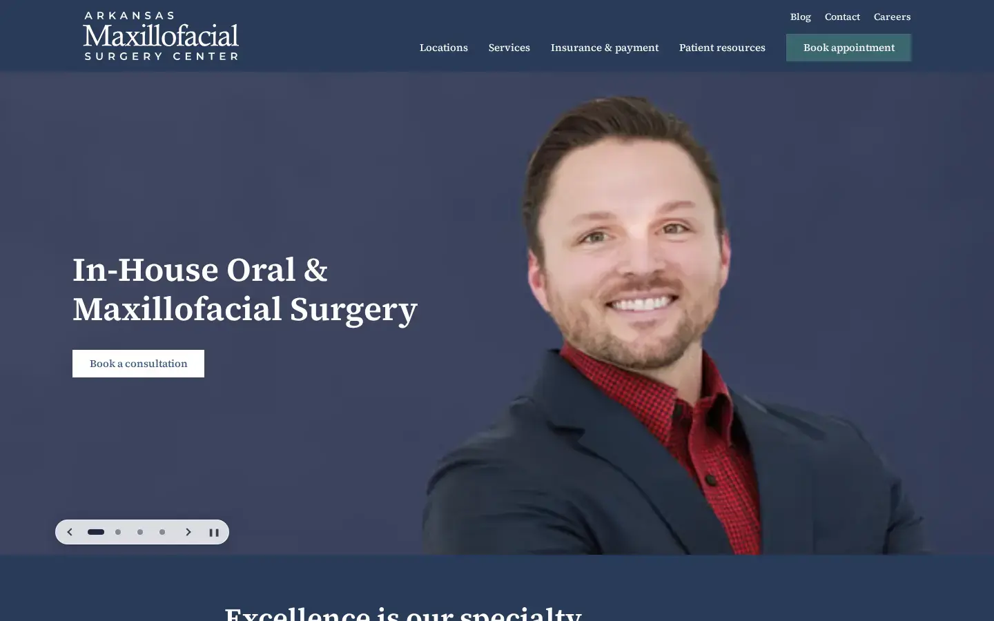 Homepage preview of Arkansas Maxillofacial Surgery Center – Little Rock