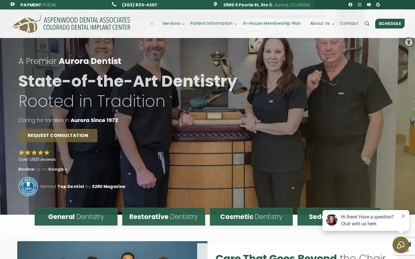 Homepage preview of Aspenwood Dental Associates and Colorado Dental Implant Center