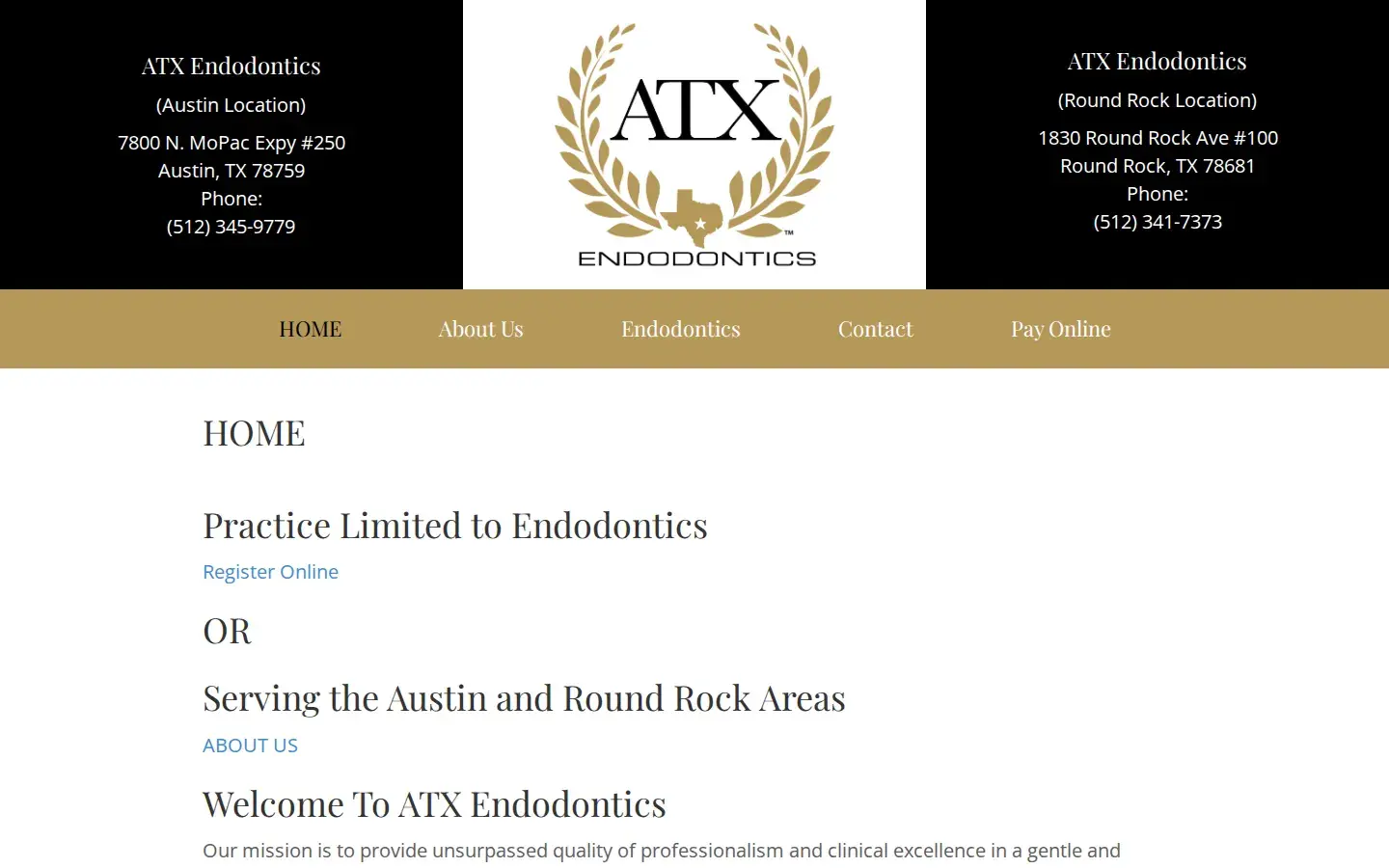 Homepage preview of ATX Endodontics