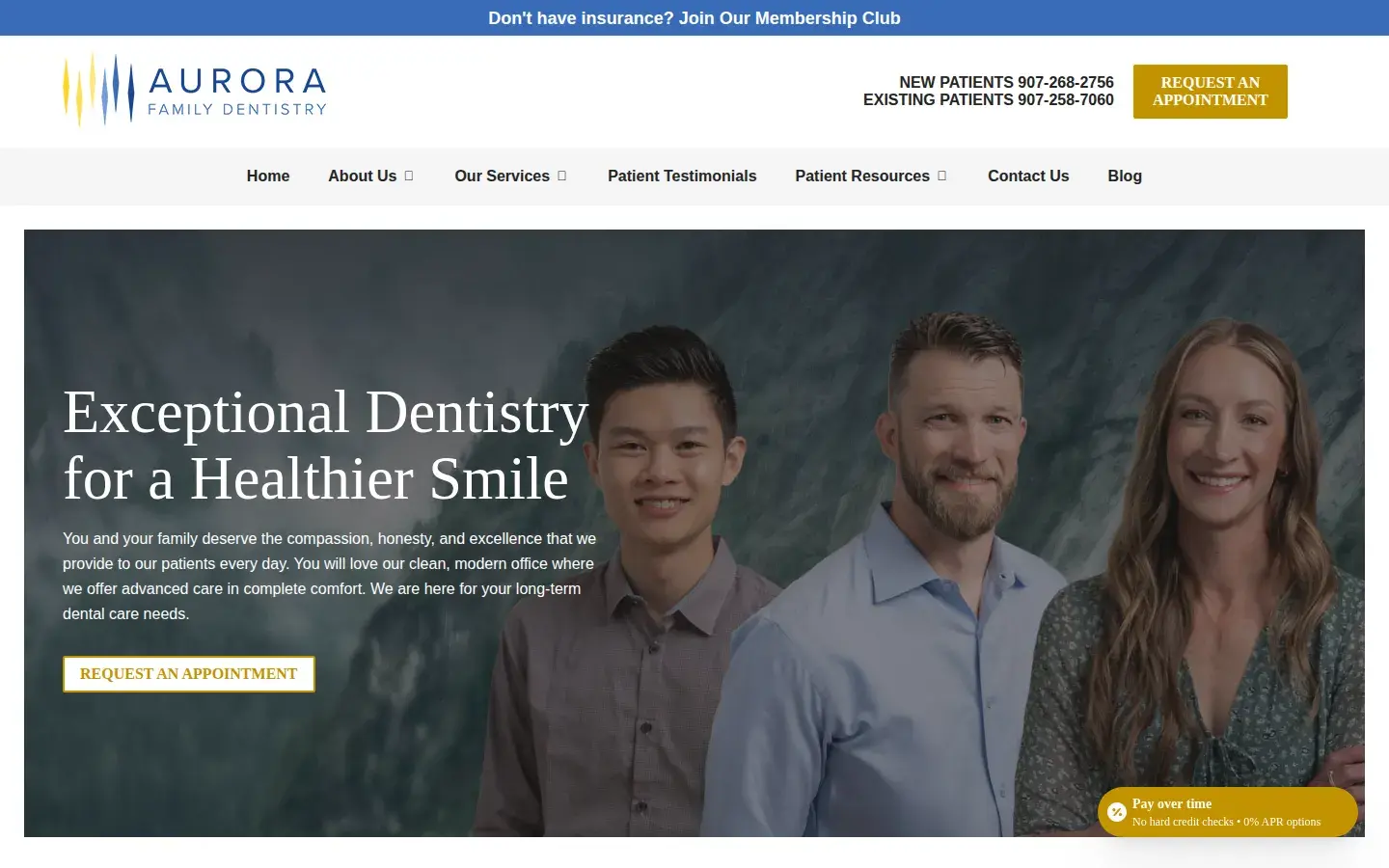 Homepage preview of Aurora Family Dentistry