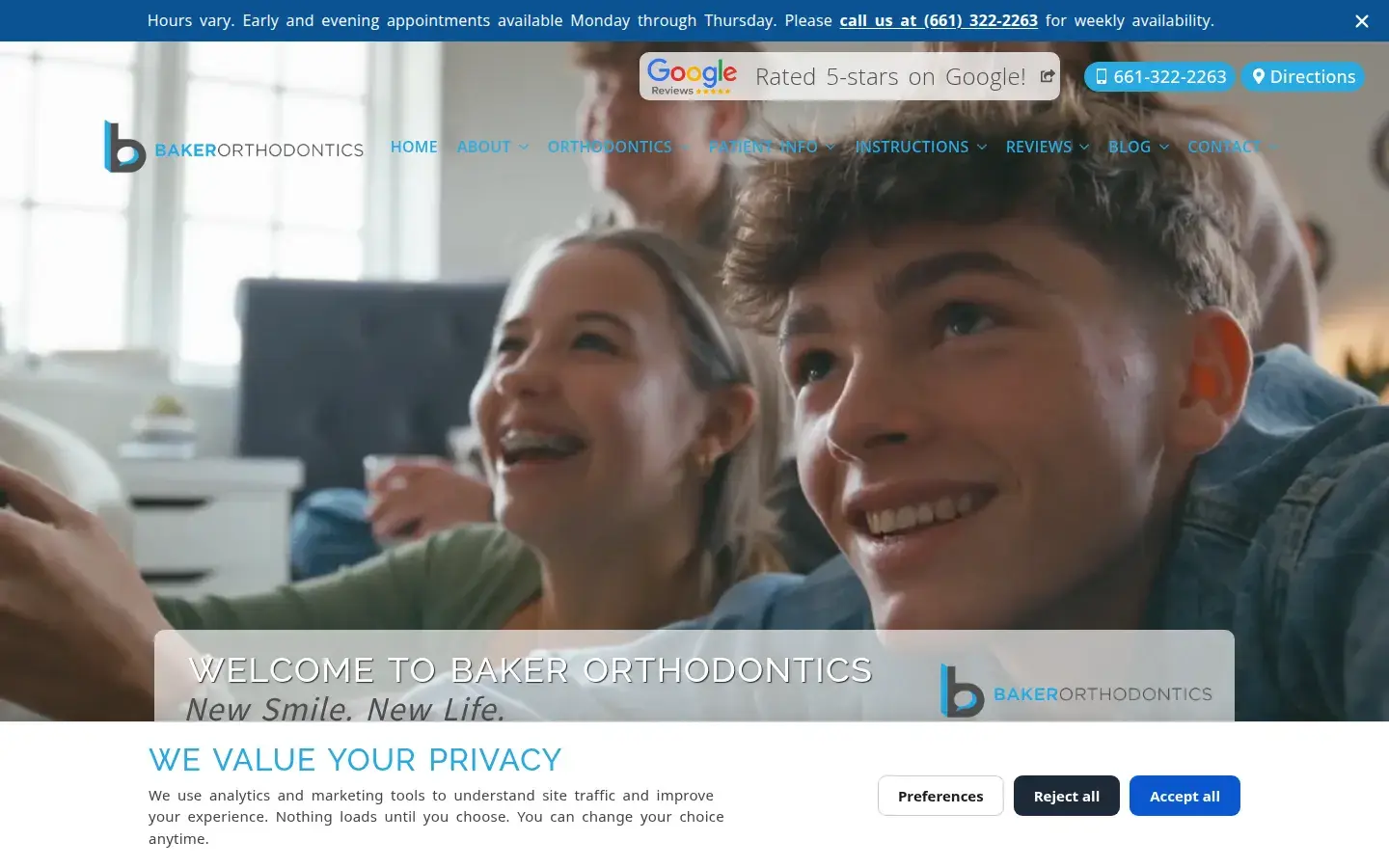 Homepage preview of Baker Orthodontics