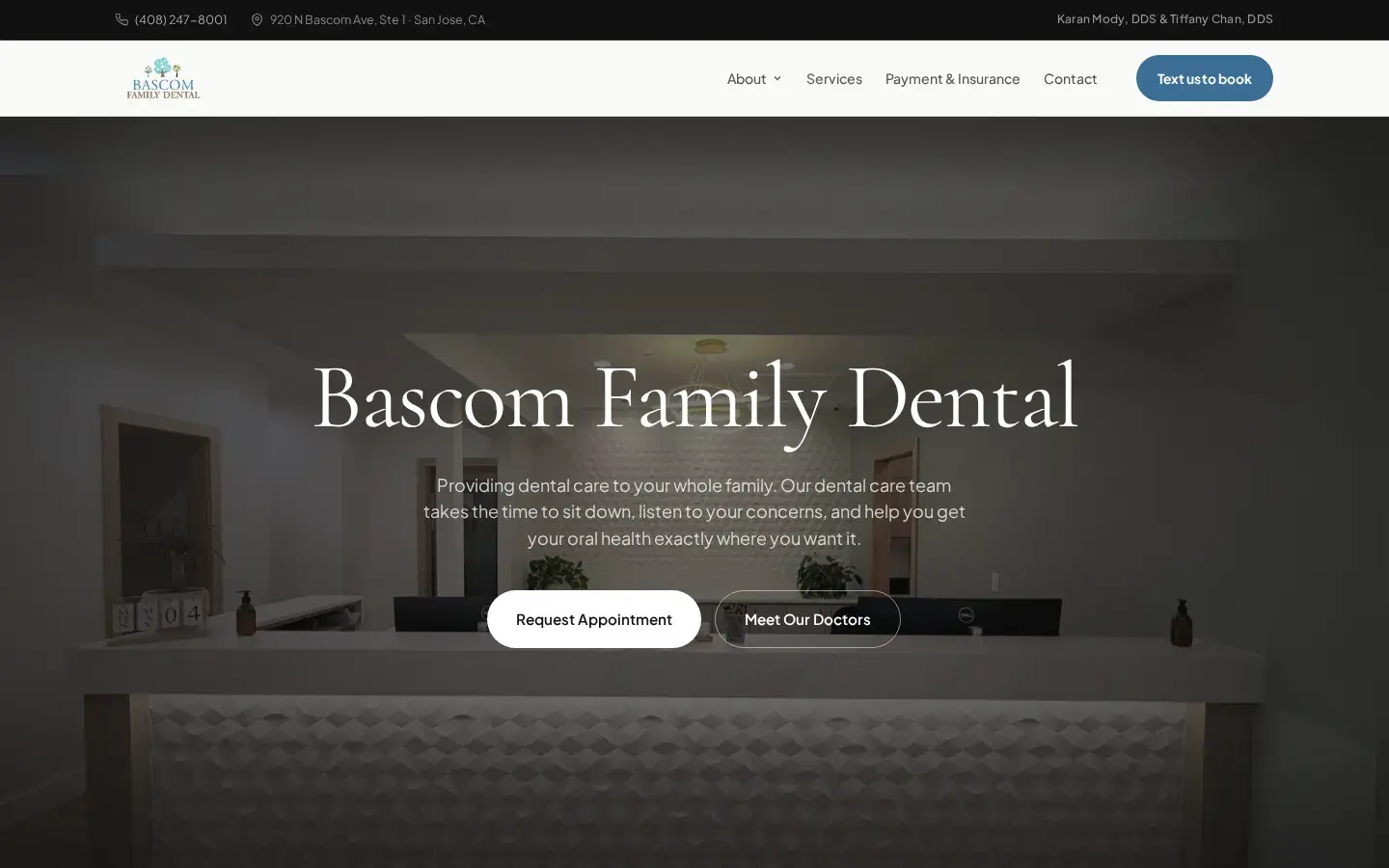 Homepage preview of Bascom Family Dental – Karan Mody