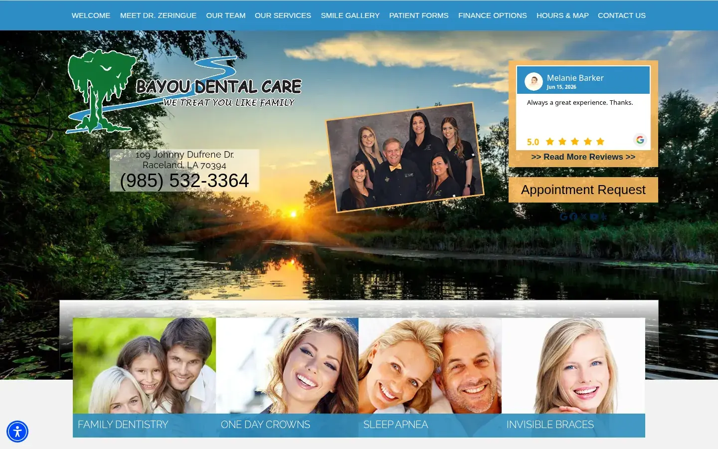 Homepage preview of Bayou Dental Care