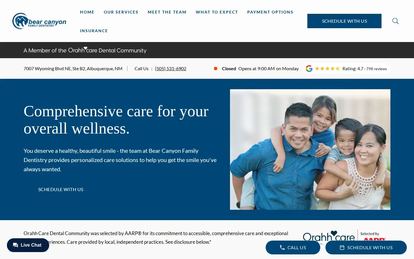 Homepage preview of Bear Canyon Family Dentistry