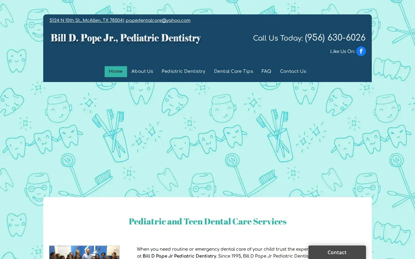 Homepage preview of Bill D Pope Jr Pediatric Dentistry