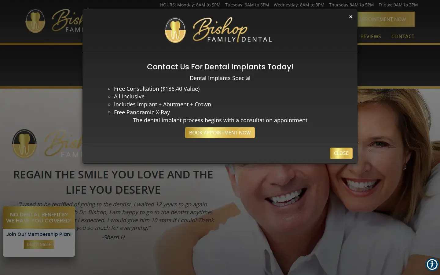 Homepage preview of Bishop Family Dental