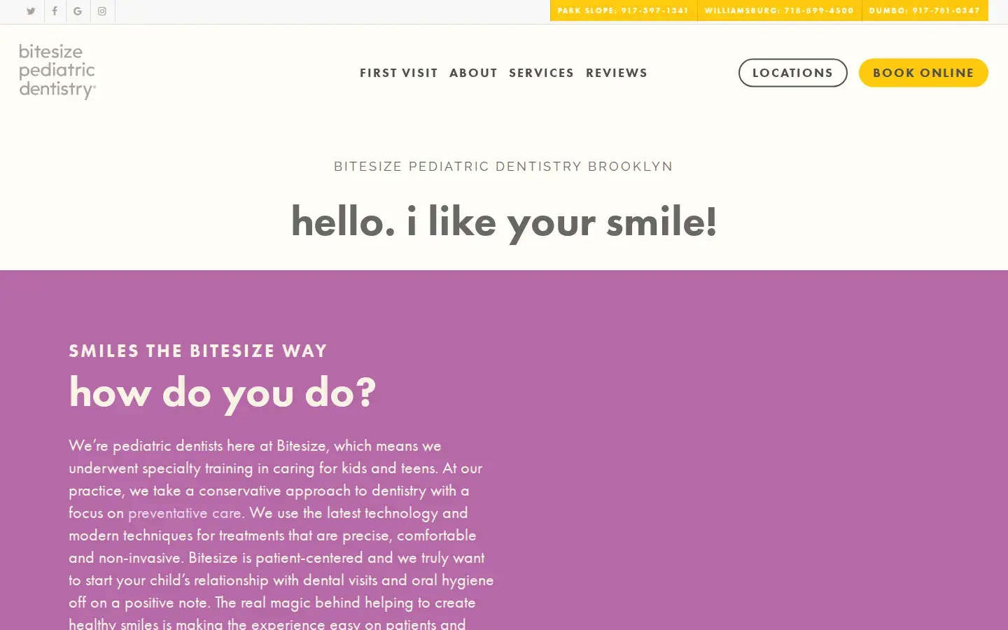 Homepage preview of Bitesize Pediatric Dentistry - Williamsburg