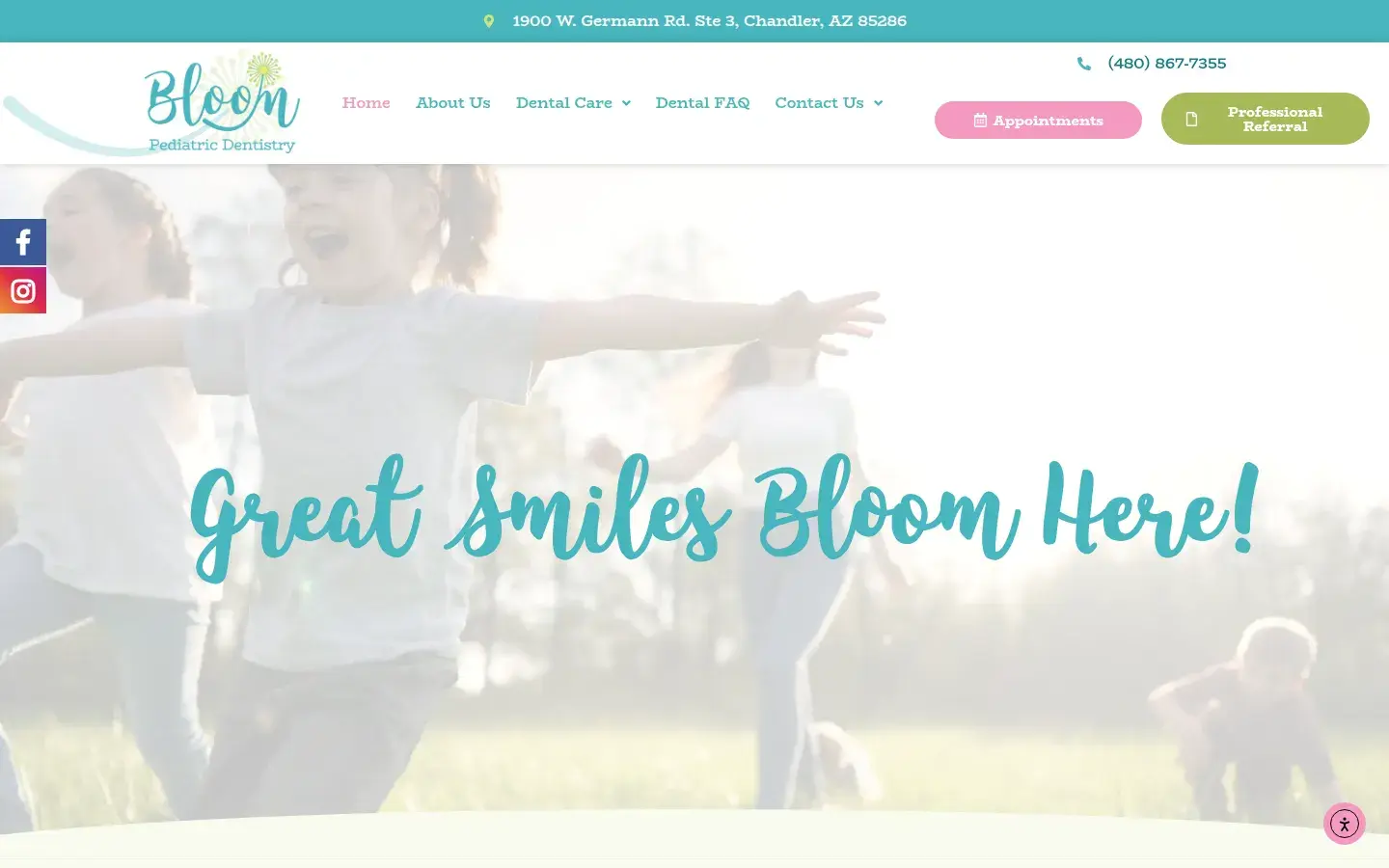 Homepage preview of Bloom Pediatric Dentistry