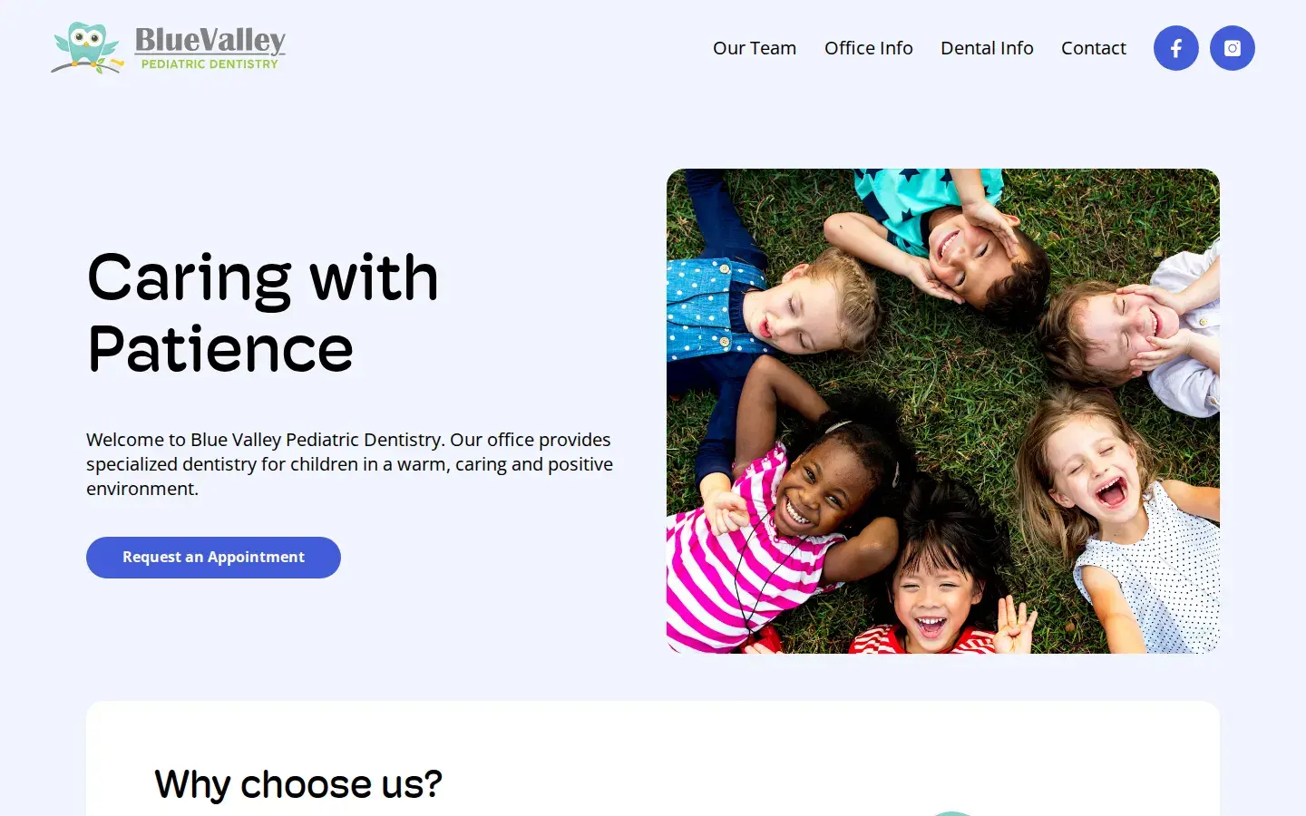 Homepage preview of Blue Valley Pediatric Dentistry