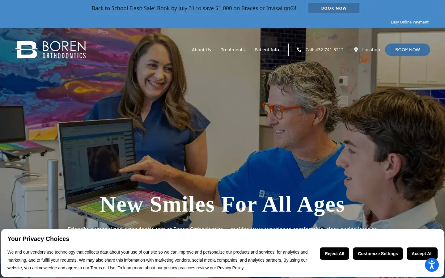 Homepage preview of Boren Orthodontics