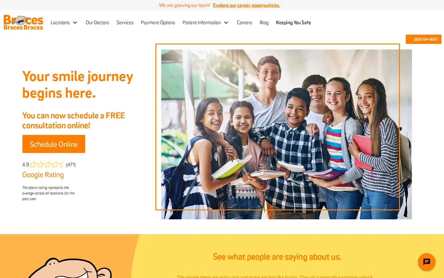 Homepage preview of BracesBracesBraces