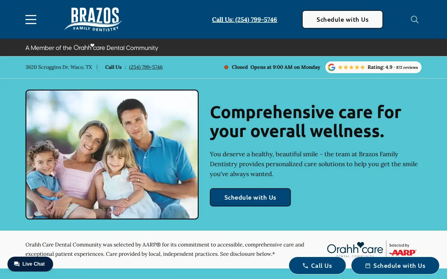 Homepage preview of Brazos Family Dentistry