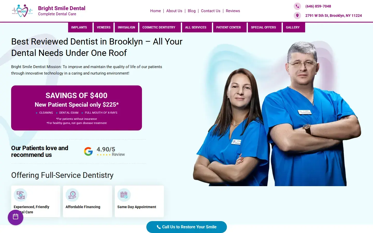 Homepage preview of Bright Smile Dental of Brooklyn