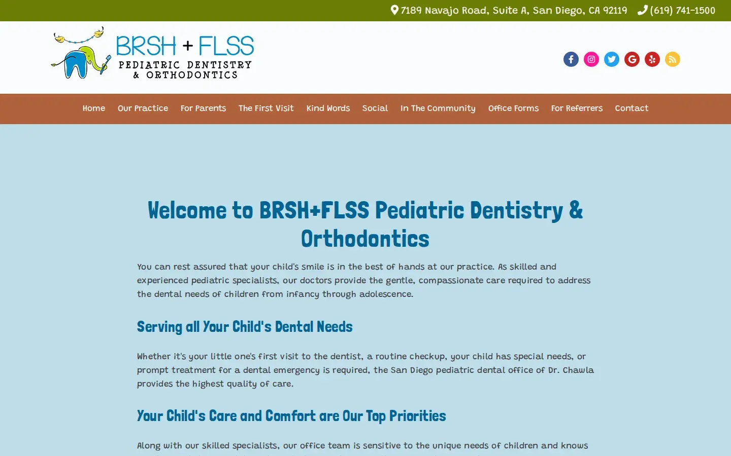 Homepage preview of Brsh+Flss Pediatric Dentistry
