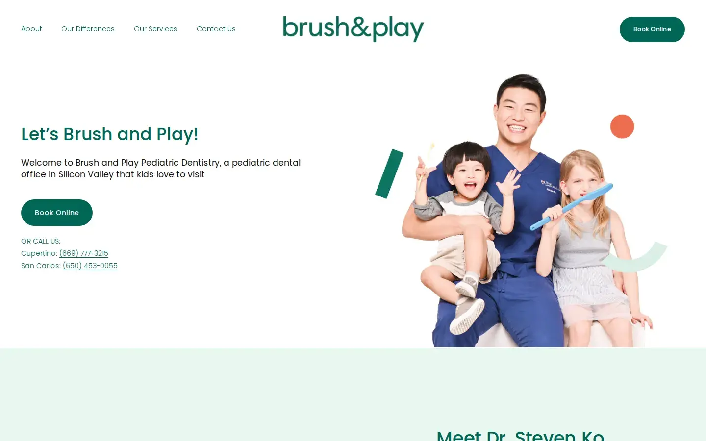 Homepage preview of Brush and Play Pediatric Dent.
