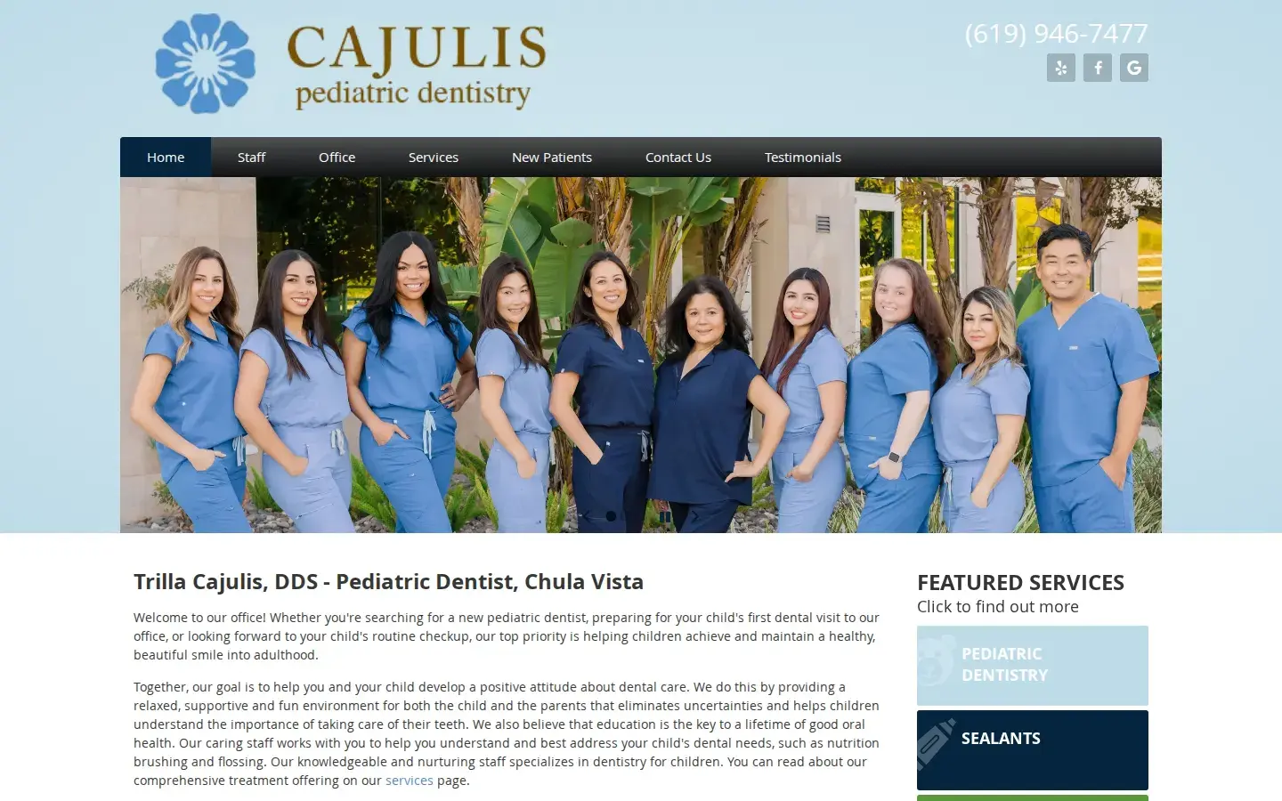 Homepage preview of Cajulis Pediatric Dentistry