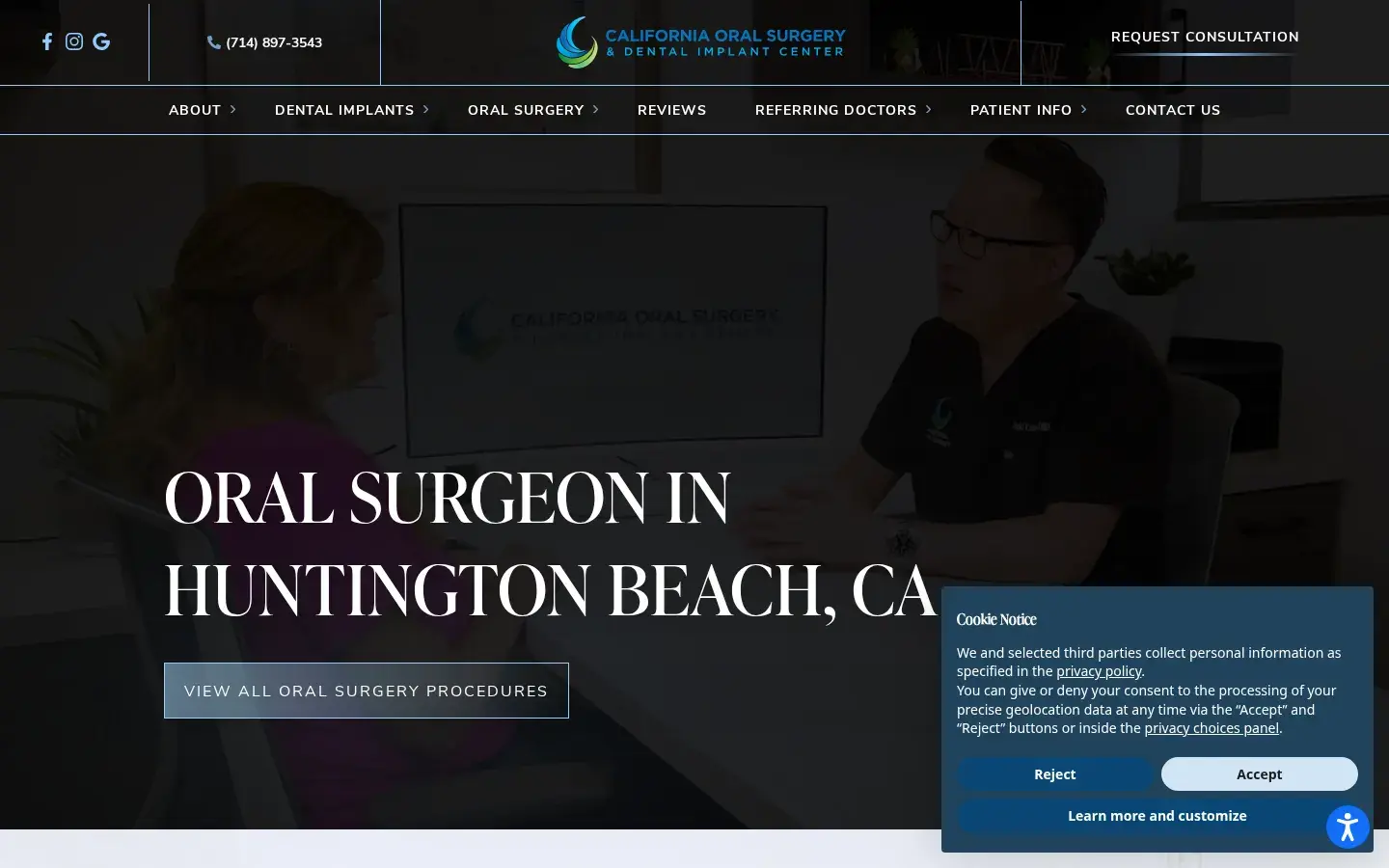 Homepage preview of California Oral Surgery & Dental Implant Center