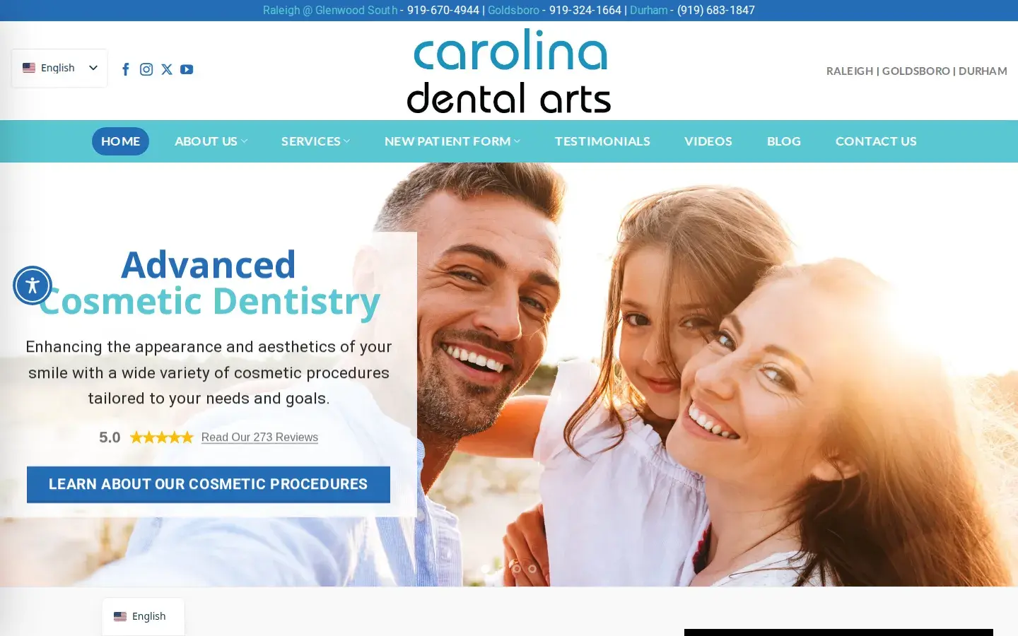Homepage preview of Carolina Dental Arts of Goldsboro