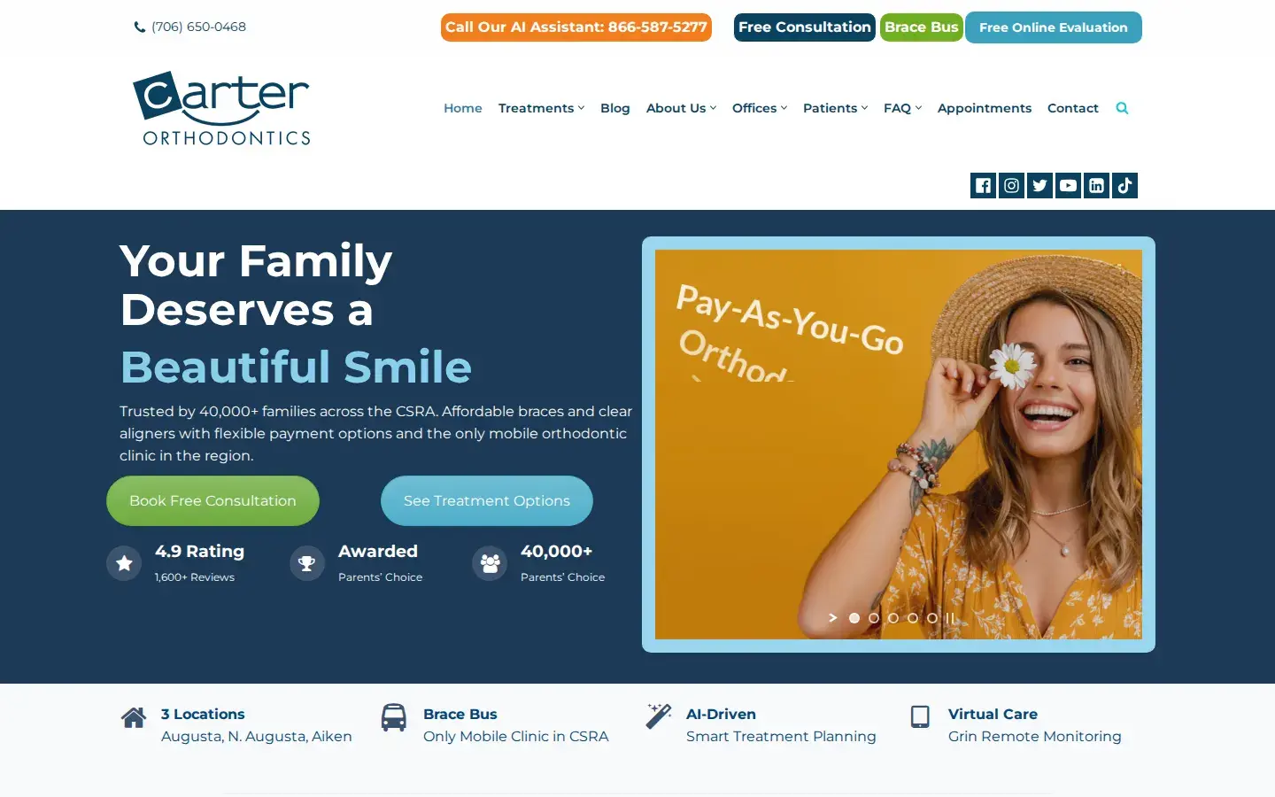Homepage preview of Carter Orthodontics