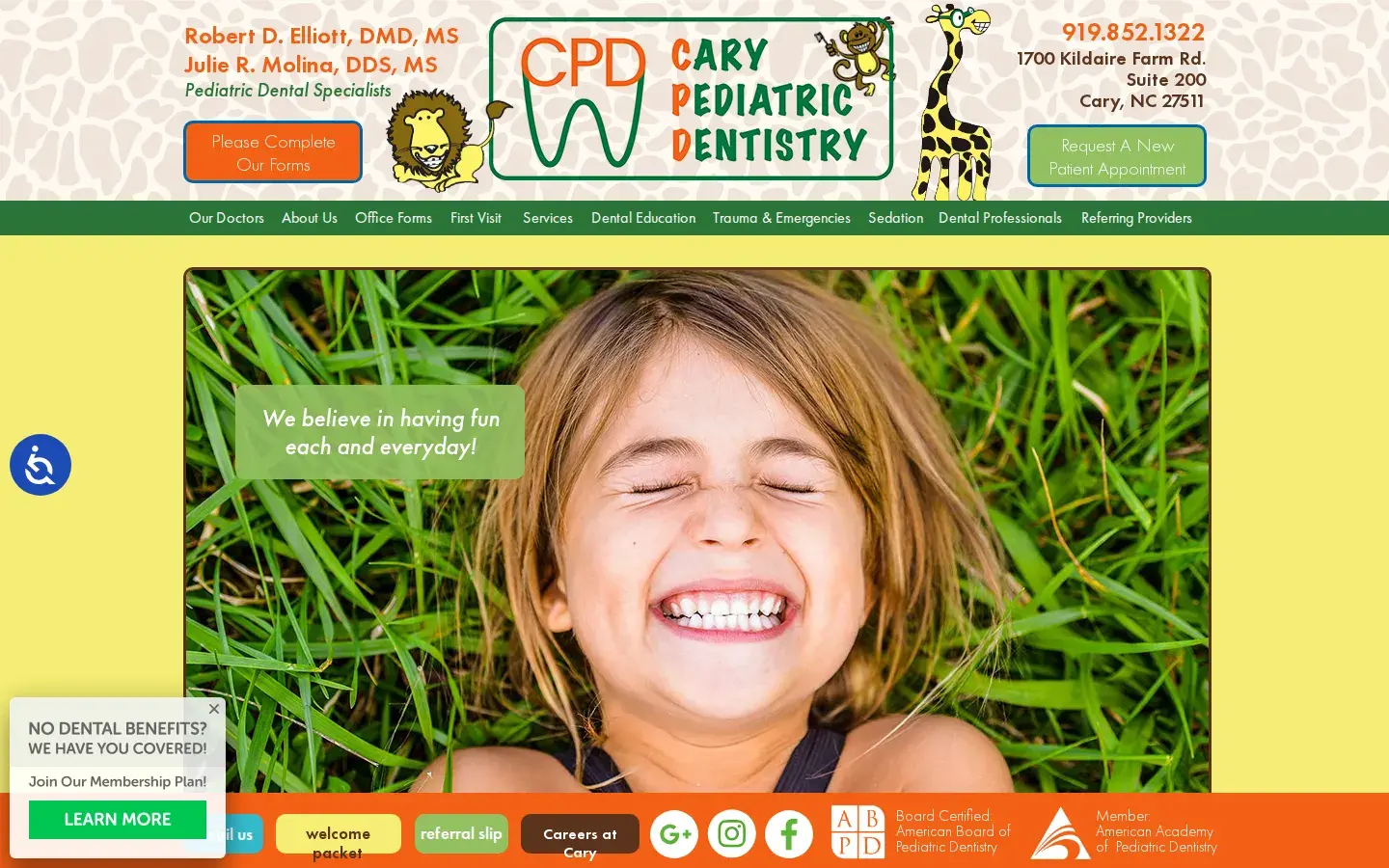 Homepage preview of Cary Pediatric Dentistry
