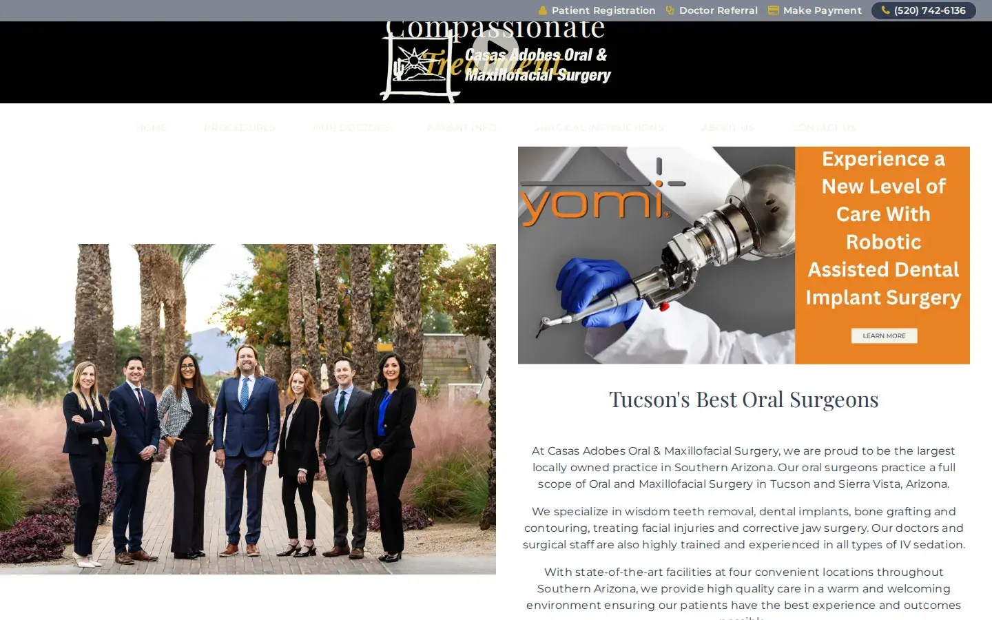 Homepage preview of Casas Adobes Oral and Maxillofacial Surgery