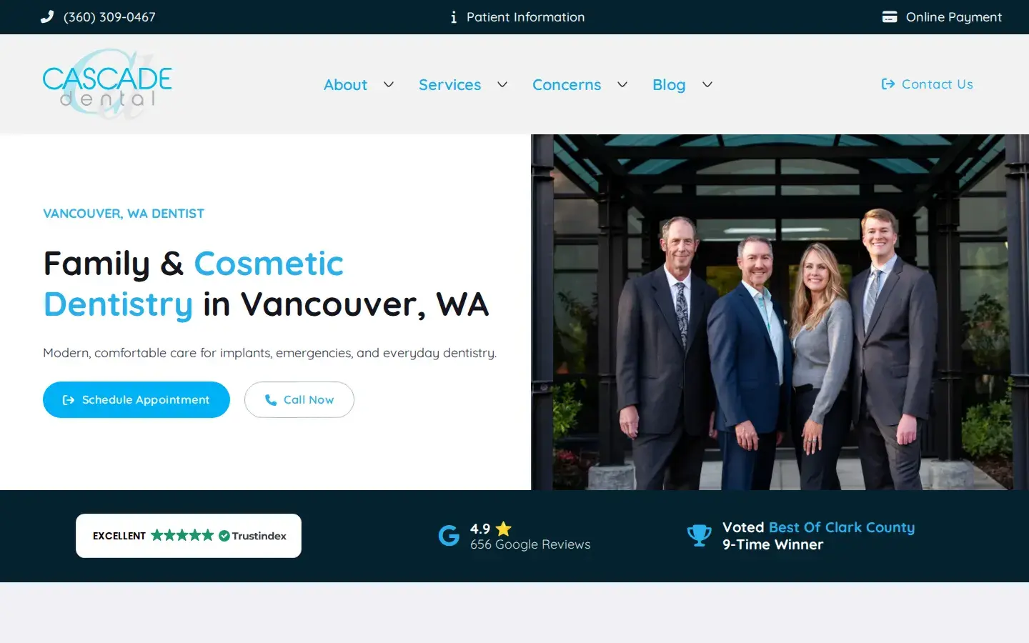 Homepage preview of Cascade Dental