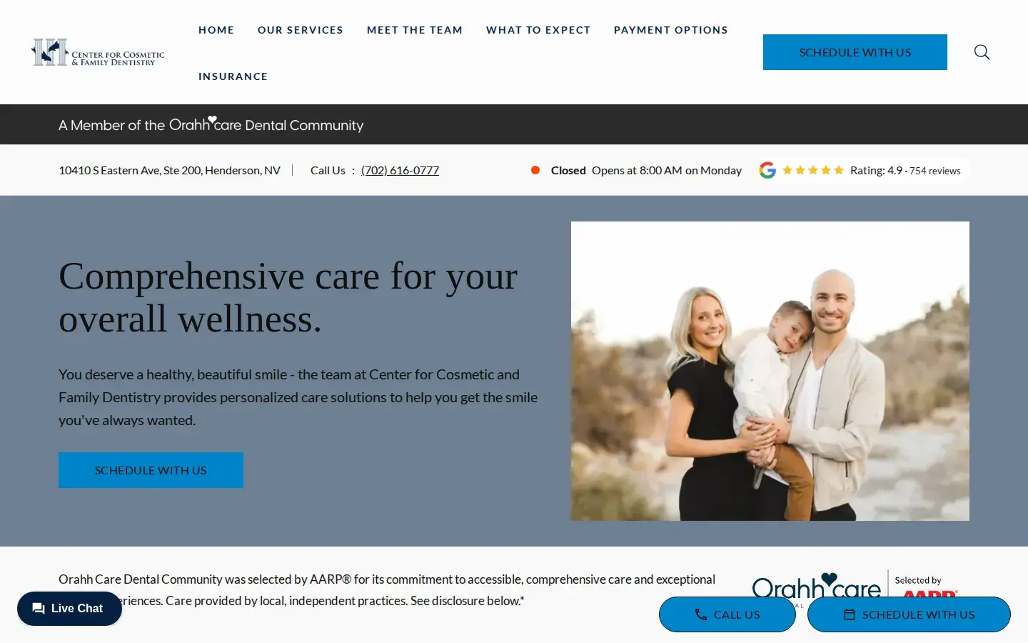 Homepage preview of Center for Cosmetic and Family Dentistry
