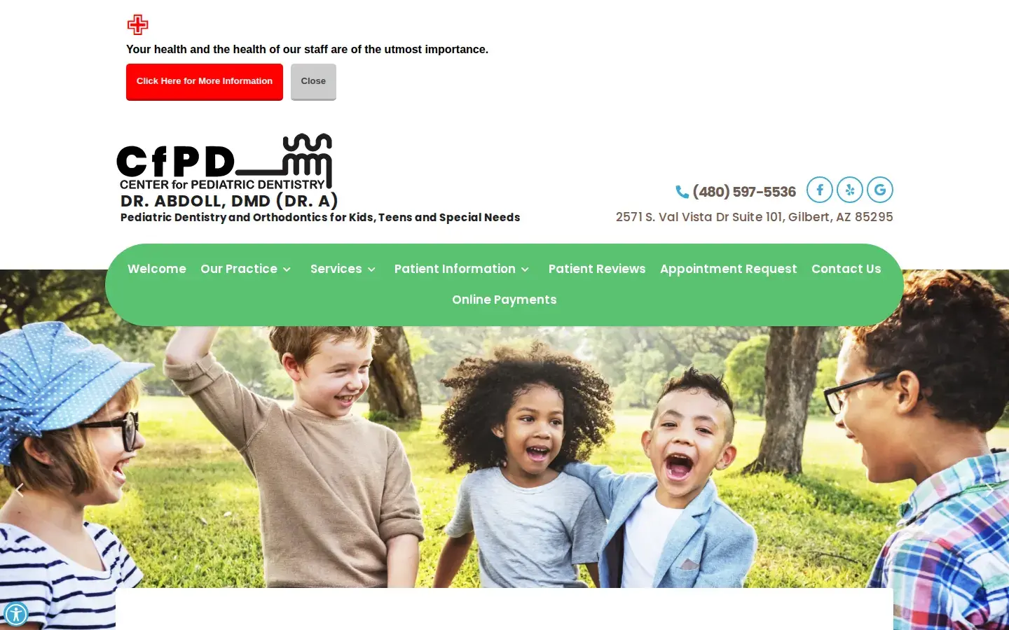 Homepage preview of Center for Pediatric Dentistry
