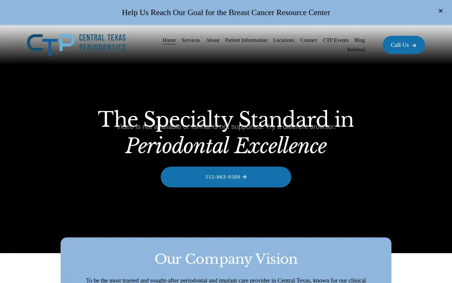 Homepage preview of Central Texas Periodontics