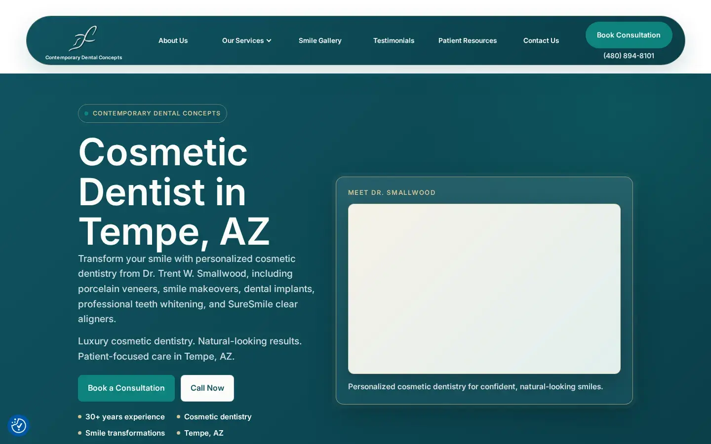 Homepage preview of Centre for Contemporary Dental Concepts: Dr. Trent W. Smallwood, DDS