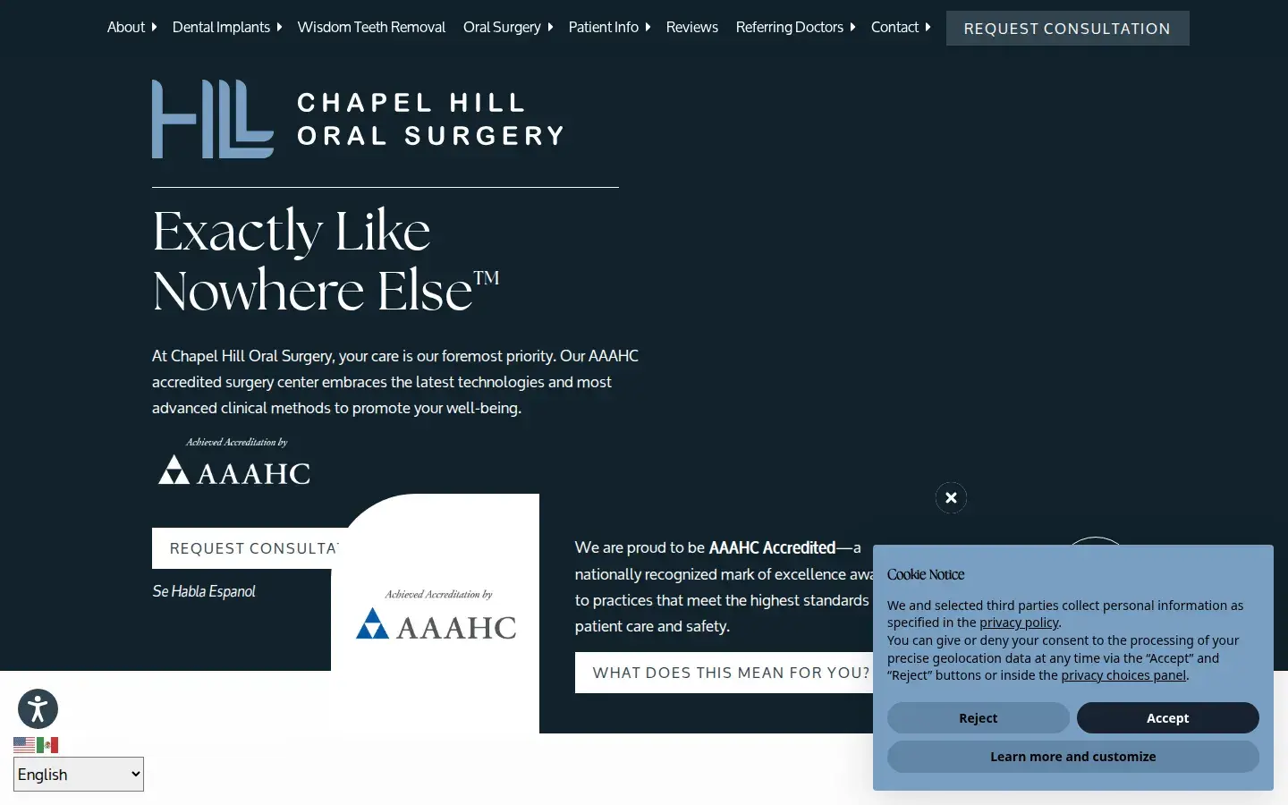 Homepage preview of Chapel Hill Implant & Oral Surgery Center: David Lee Hill, Jr., DDS