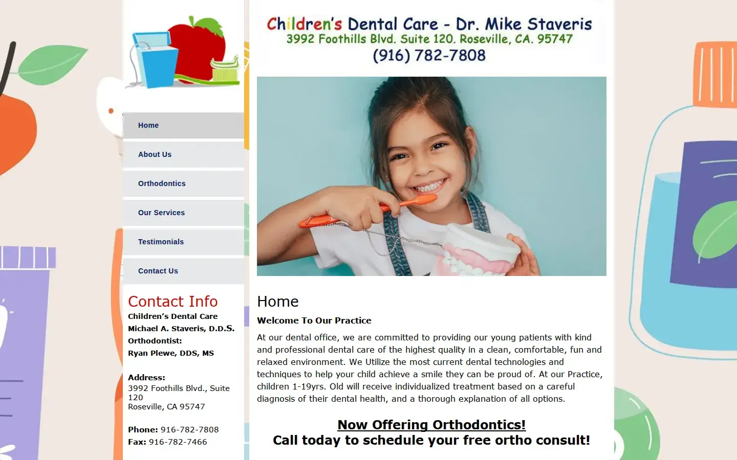 Homepage preview of Children’s Dental Care – Dr. Mike Staveris