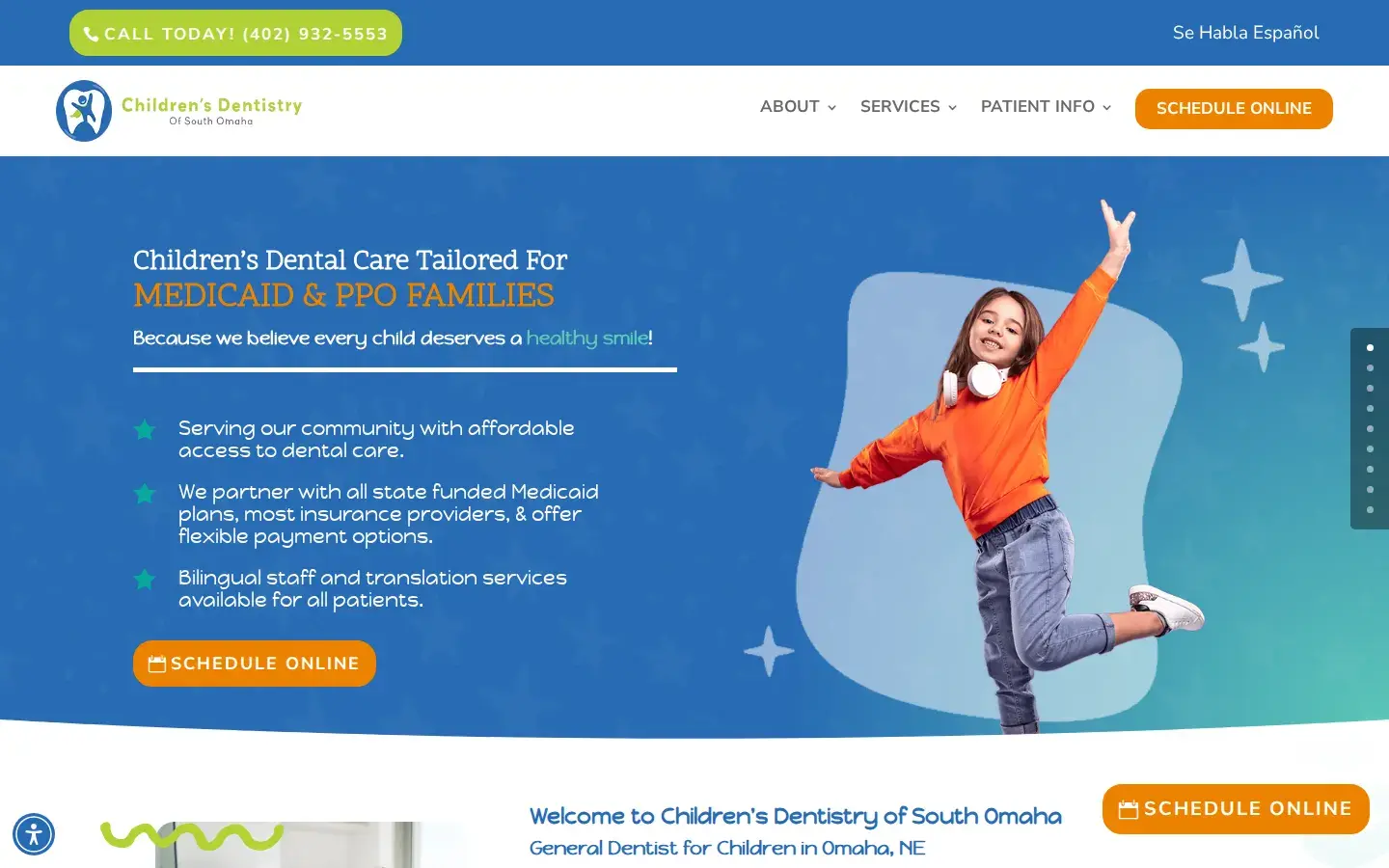Homepage preview of Children's Dentistry of South Omaha