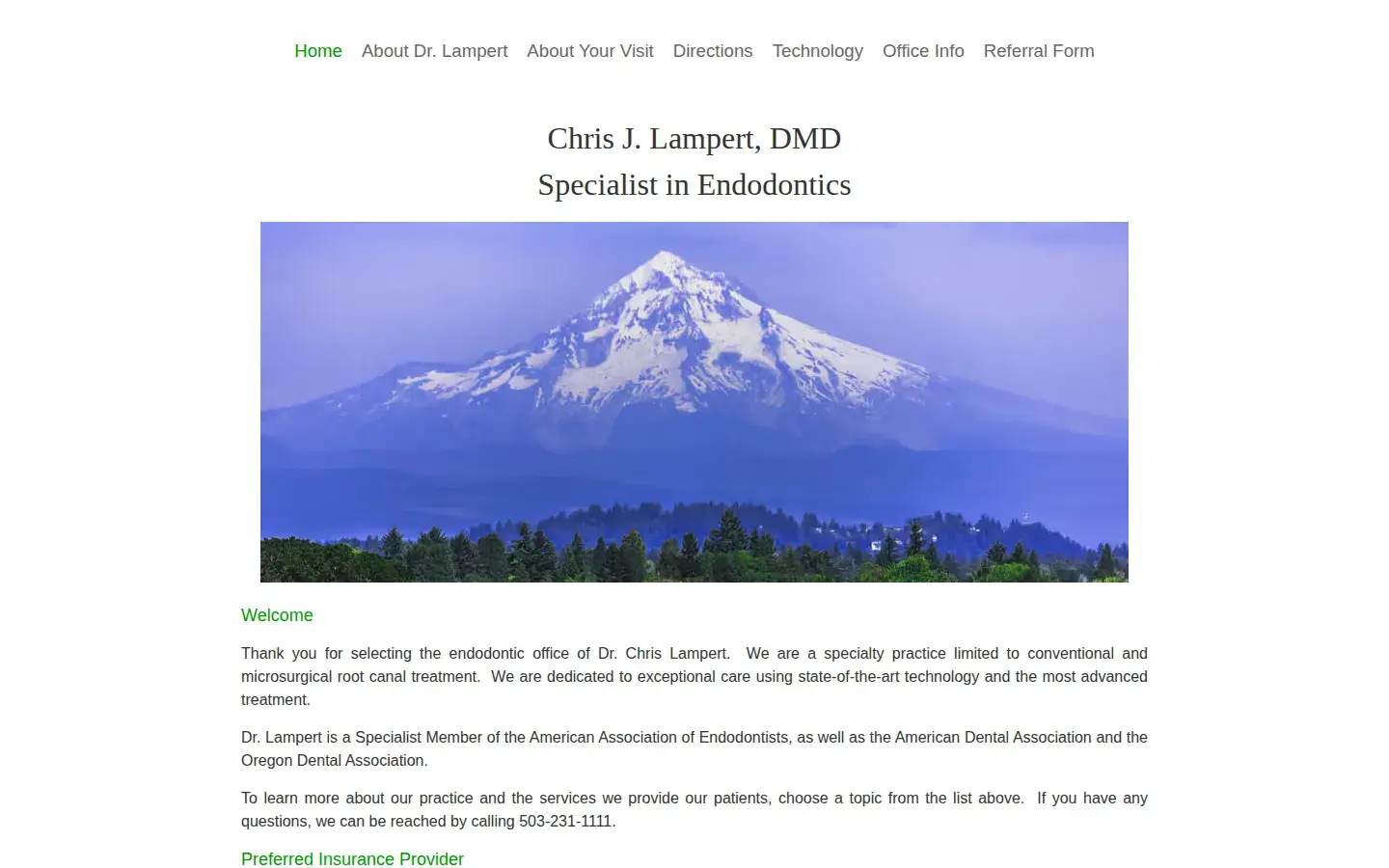 Homepage preview of Chris J. Lampert, DMD.