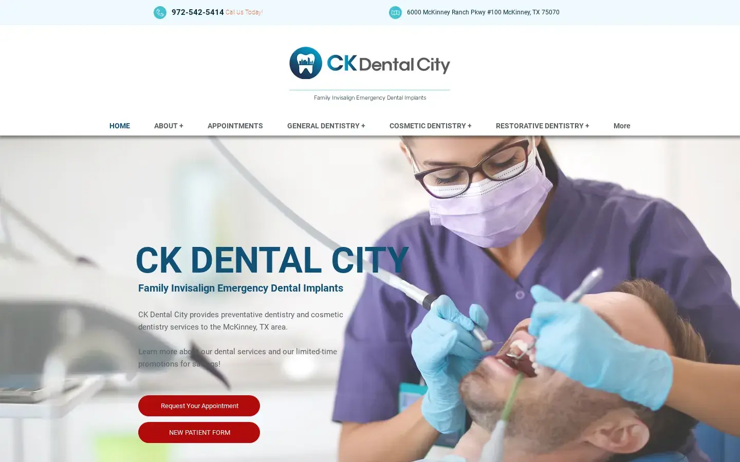 Homepage preview of CK Dental City Family Invisalign Emergency...