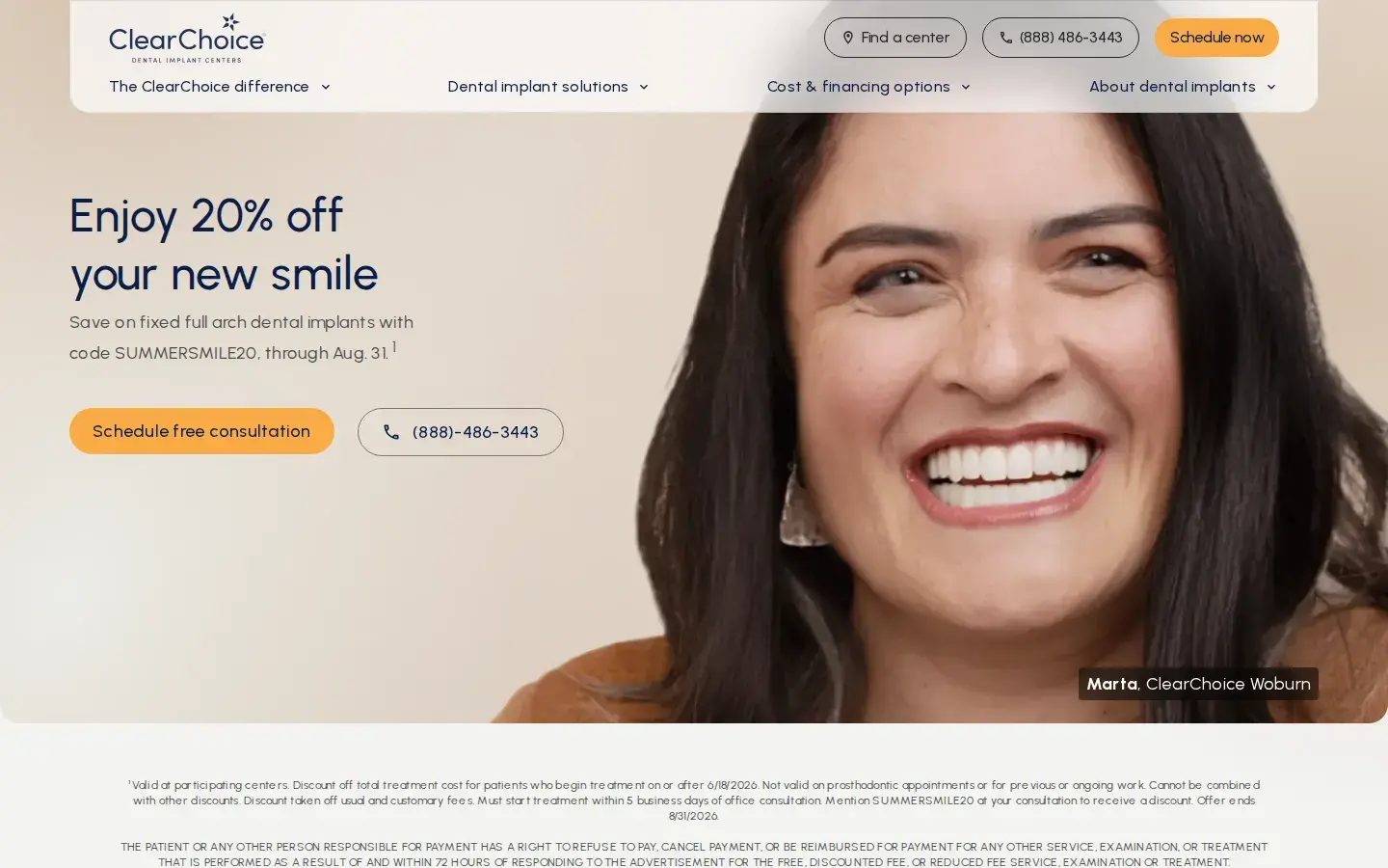 Homepage preview of ClearChoice Dental Implant Center