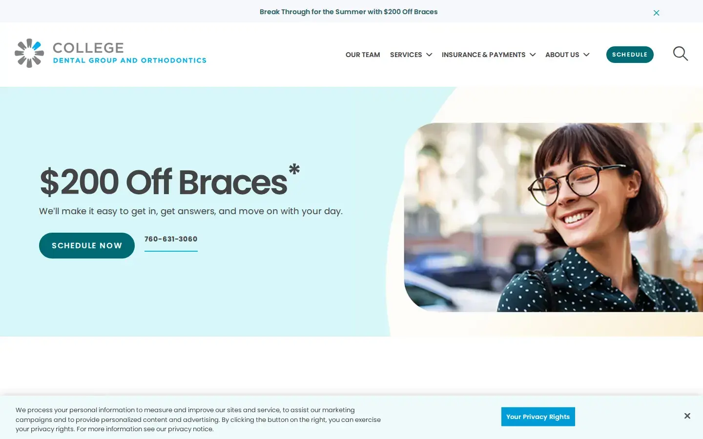 Homepage preview of College Dental Group and Orthodontics